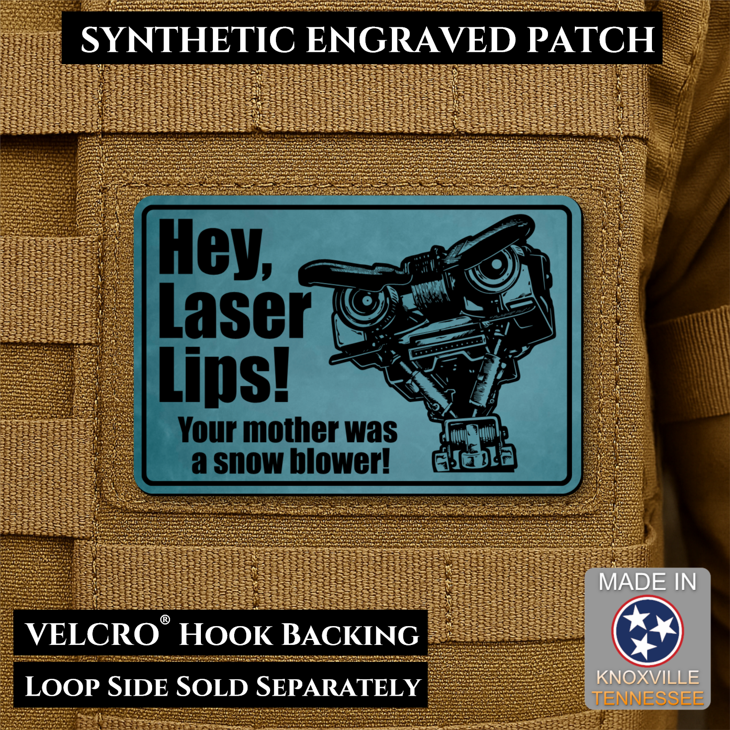 Hey Laser Lips Funny Morale Patch | Made in USA | VELCRO® Brand Hook Backing