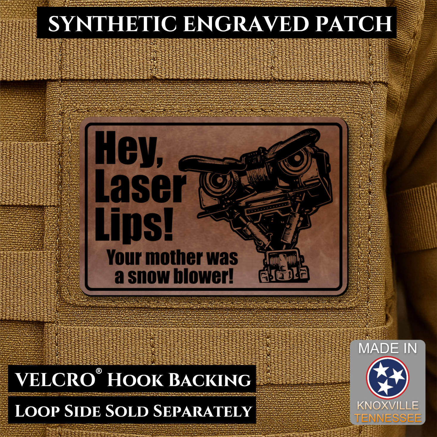 Hey Laser Lips Funny Morale Patch | Made in USA | VELCRO® Brand Hook Backing