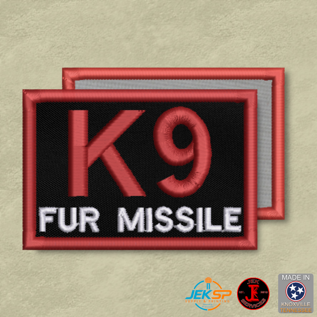 K-9 Fur Missile Funny Morale Patch | Made in USA | VELCRO® Brand Hook Backing