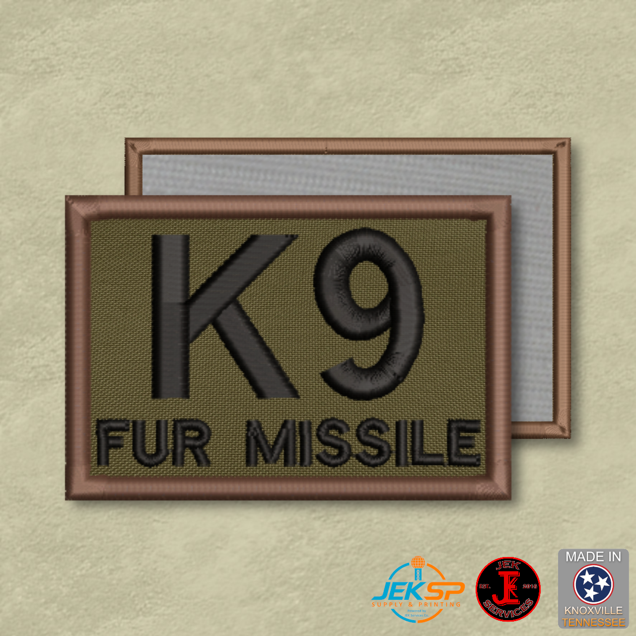 K-9 Fur Missile Funny Morale Patch | Made in USA | VELCRO® Brand Hook Backing
