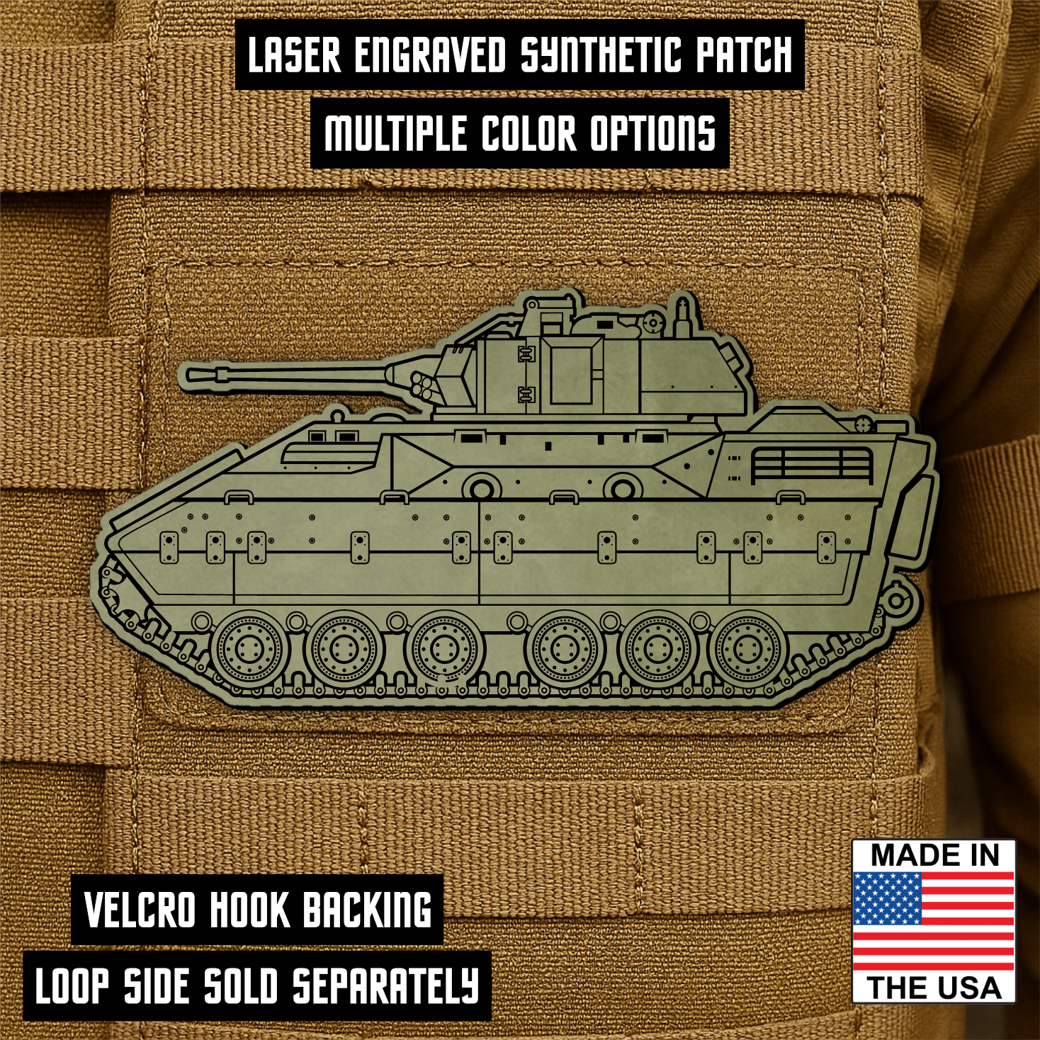 M2/M3 Bradley Fighting Vehicle Morale Patch – 1.4” x 3” Hook & Loop Tactical Patch | Made in USA