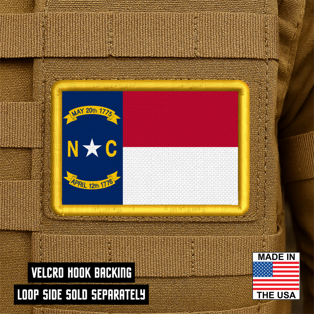 North Carolina State Flag Patch 2"x3" Hook & Loop | Made in USA | Pro-Print Full Color & Tactical Options