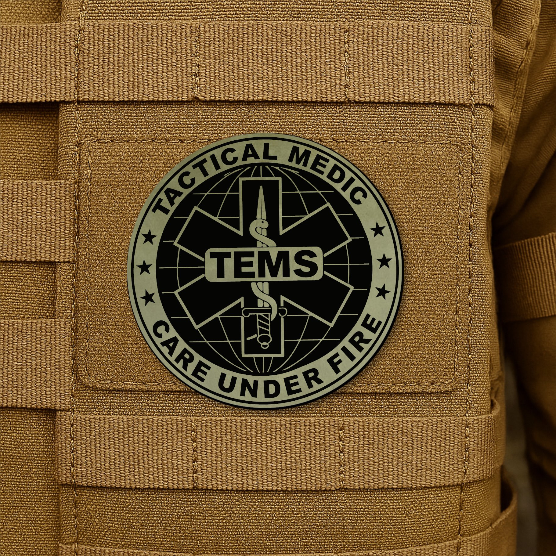 Tactical EMS Medic Morale Patch – 3” Round Hook & Loop Patch | Care Under Fire | Made in USA