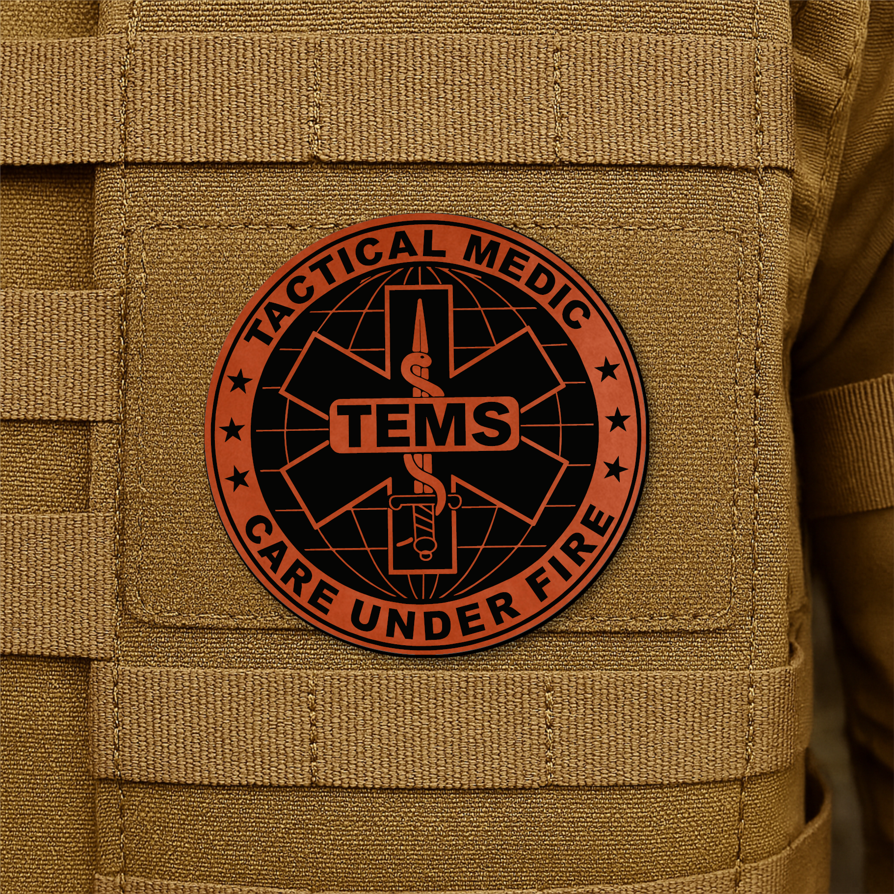 Tactical EMS Medic Morale Patch – 3” Round Hook & Loop Patch | Care Under Fire | Made in USA