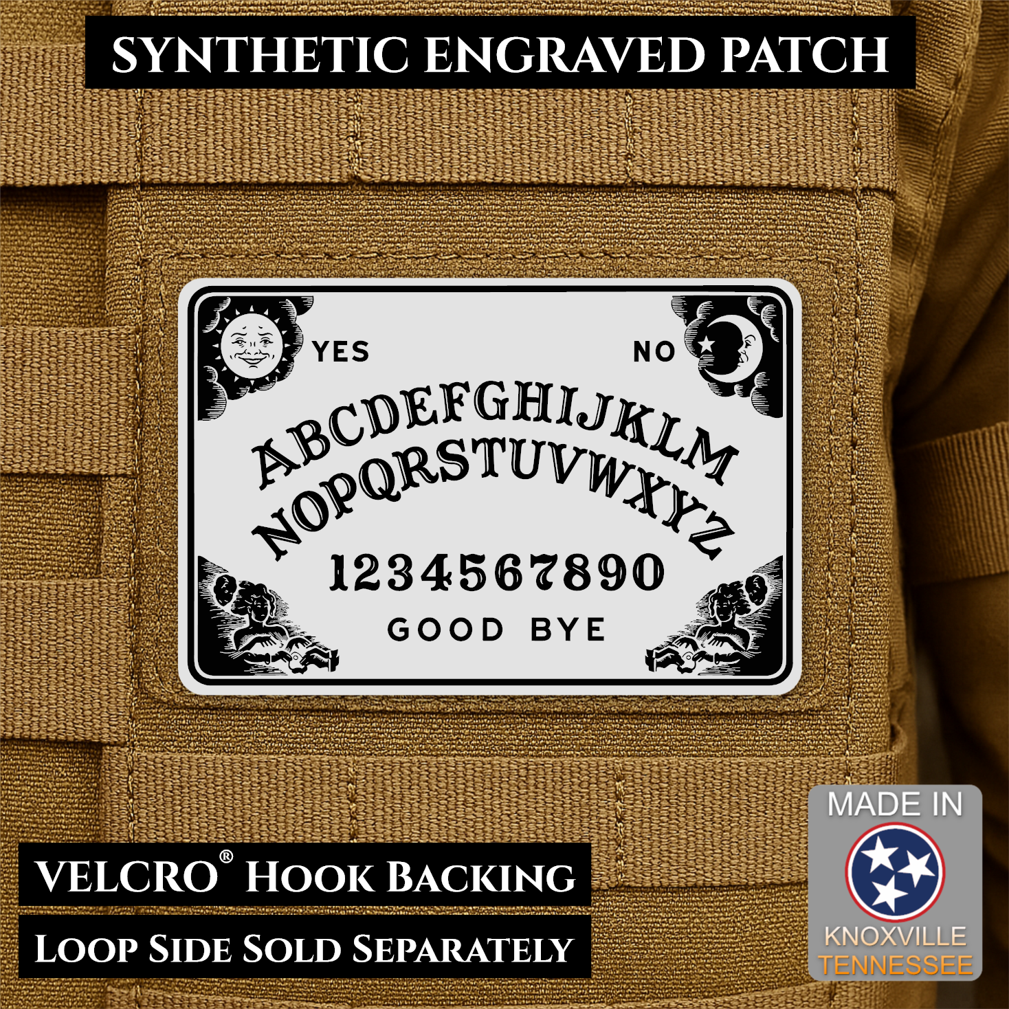 Ouija Talking Spirit Board Funny Morale Patch | Made in USA | VELCRO® Brand Hook Backing