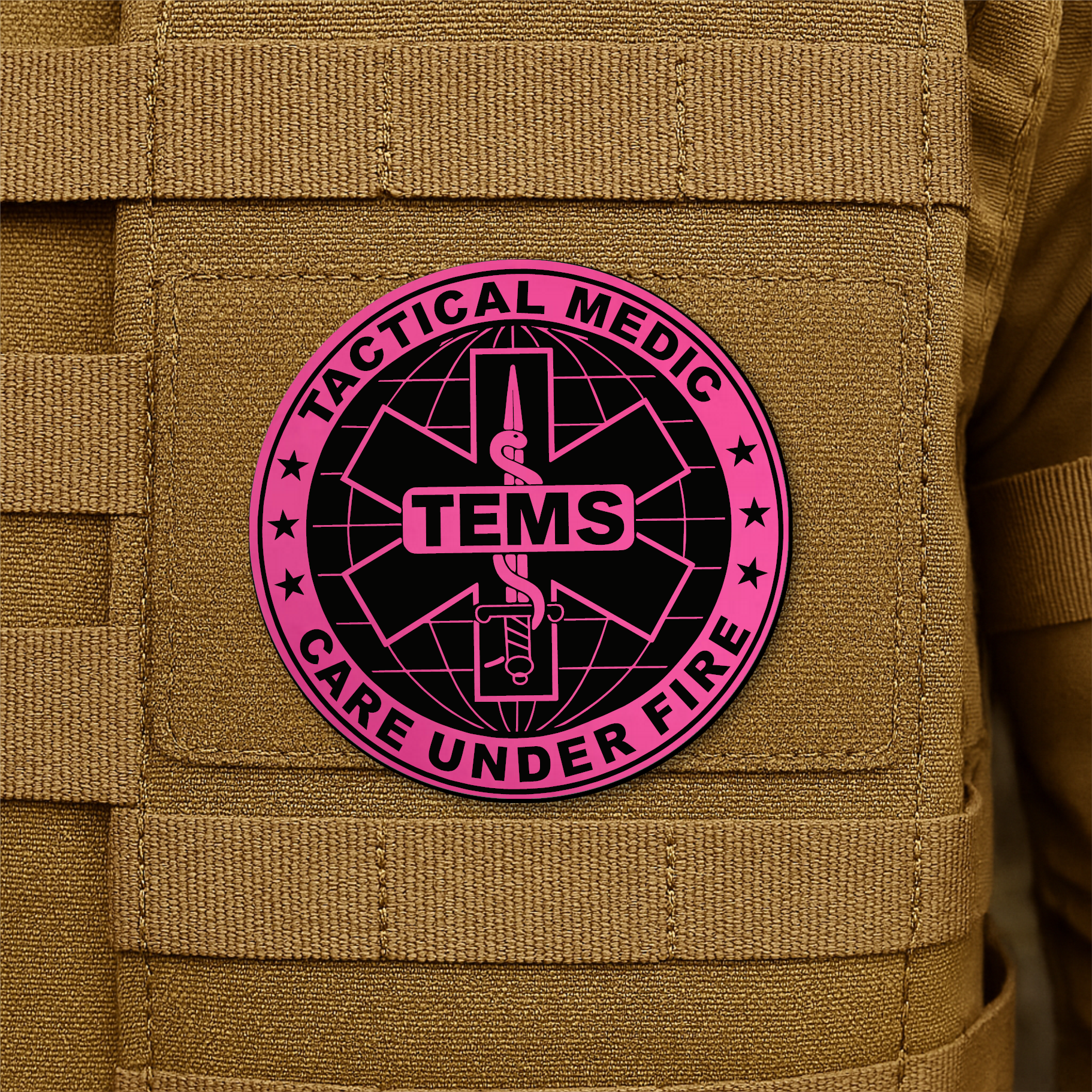 Tactical EMS Medic Morale Patch – 3” Round Hook & Loop Patch | Care Under Fire | Made in USA