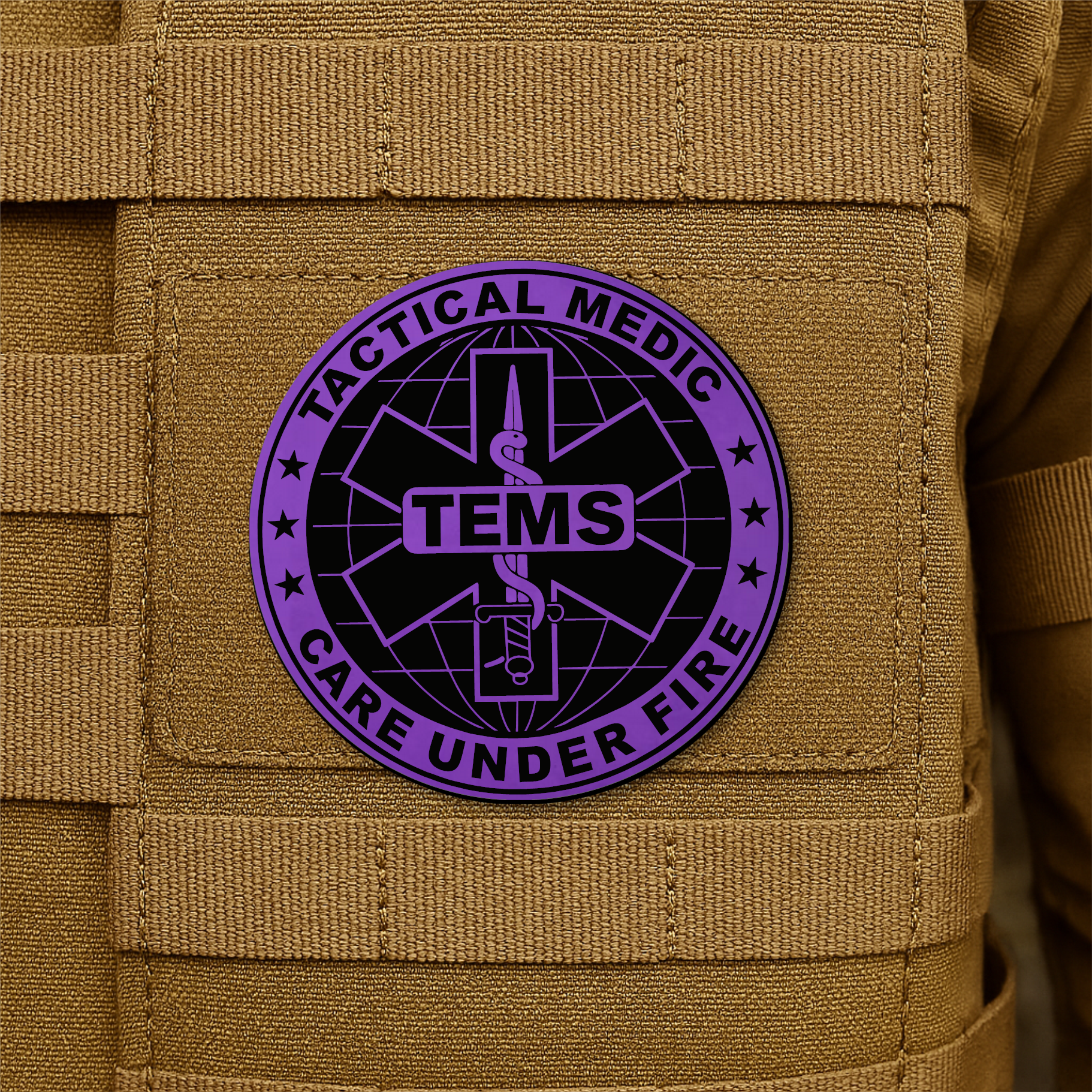 Tactical EMS Medic Morale Patch – 3” Round Hook & Loop Patch | Care Under Fire | Made in USA