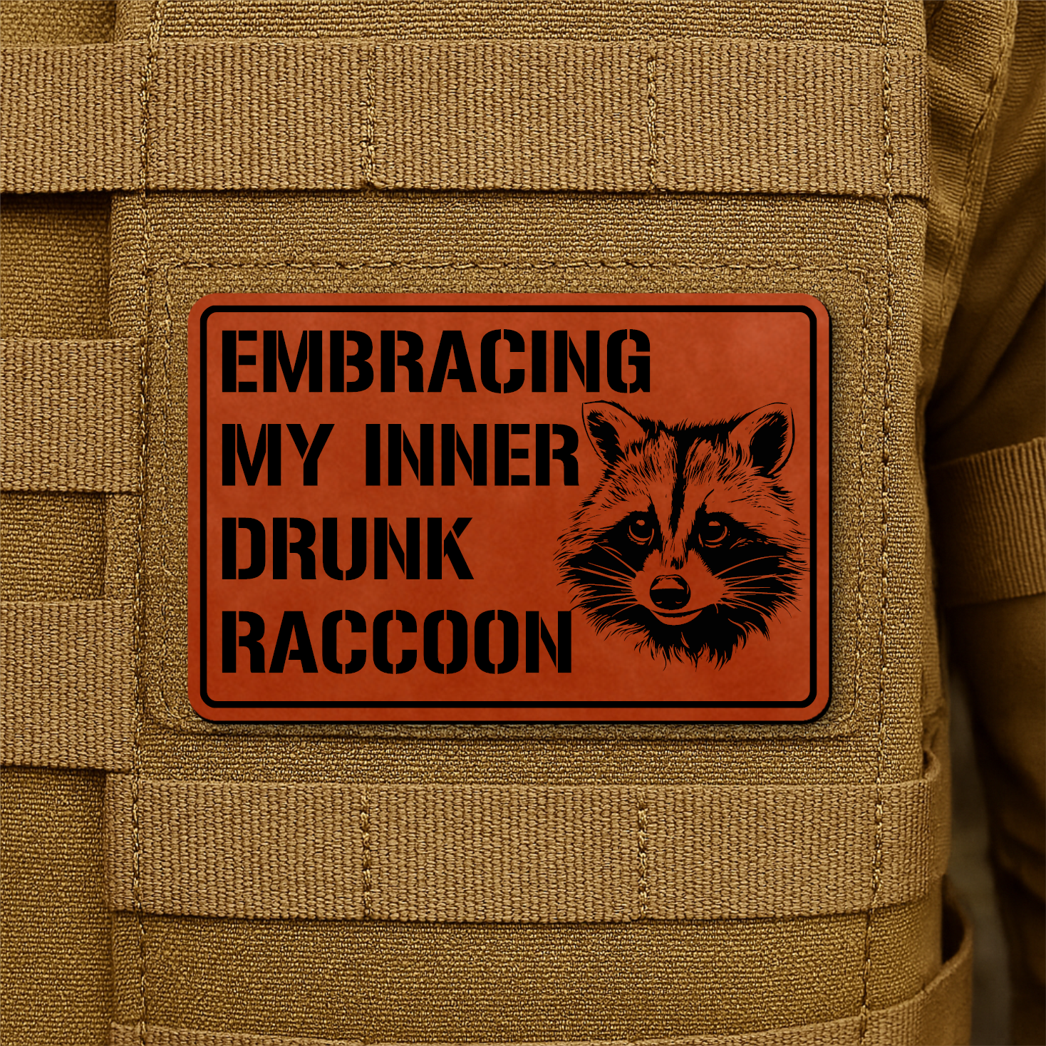 Inner Drunk Raccoon Funny Morale Patch 2"x3" Hook & Loop | Made in USA