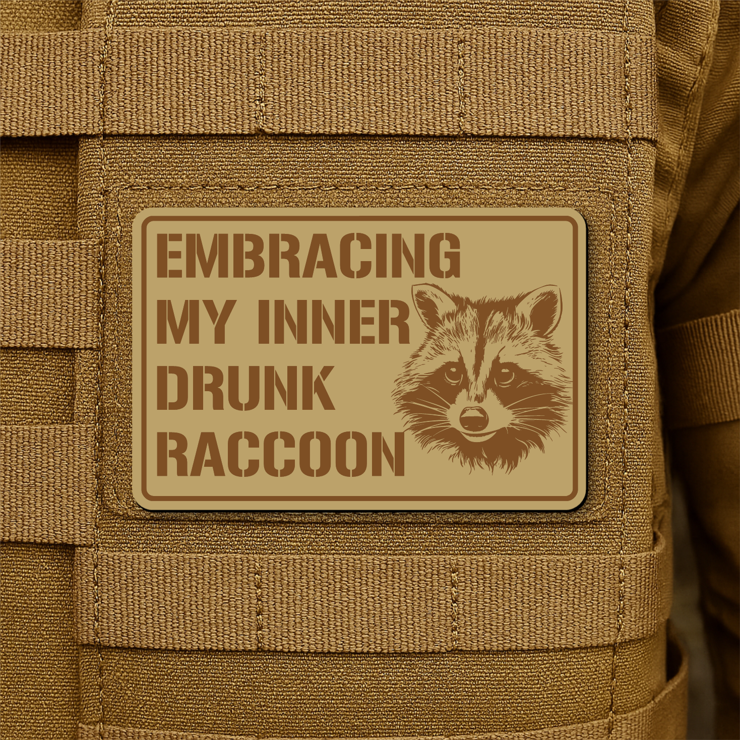 Inner Drunk Raccoon Funny Morale Patch 2"x3" Hook & Loop | Made in USA