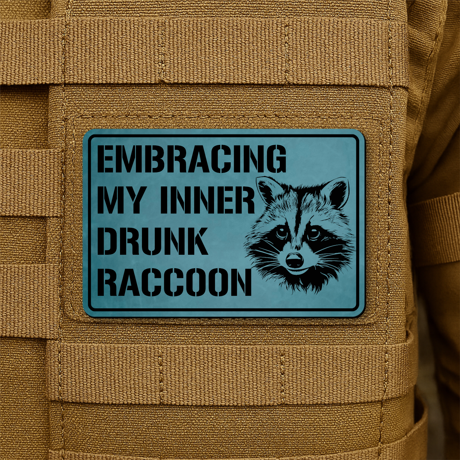 Inner Drunk Raccoon Funny Morale Patch 2"x3" Hook & Loop | Made in USA