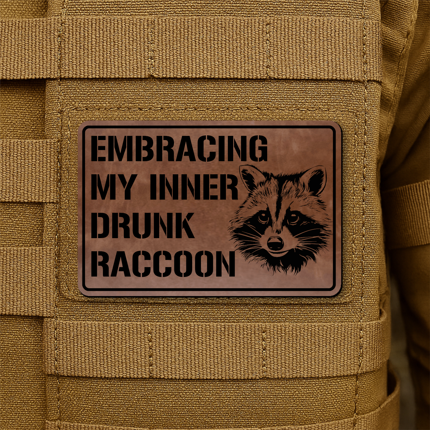 Inner Drunk Raccoon Funny Morale Patch 2"x3" Hook & Loop | Made in USA