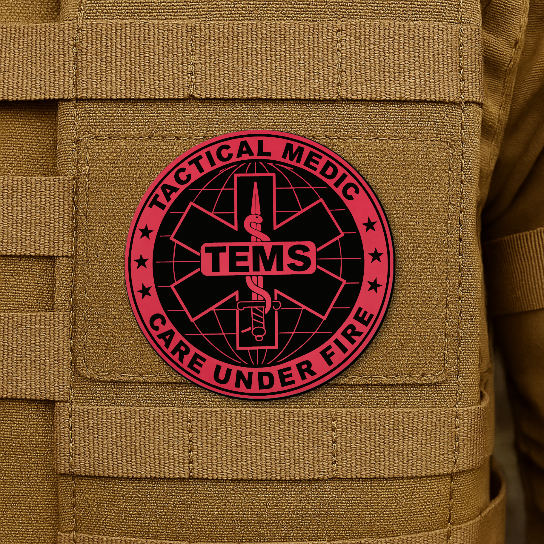 Tactical EMS Medic Morale Patch – 3” Round Hook & Loop Patch | Care Under Fire | Made in USA