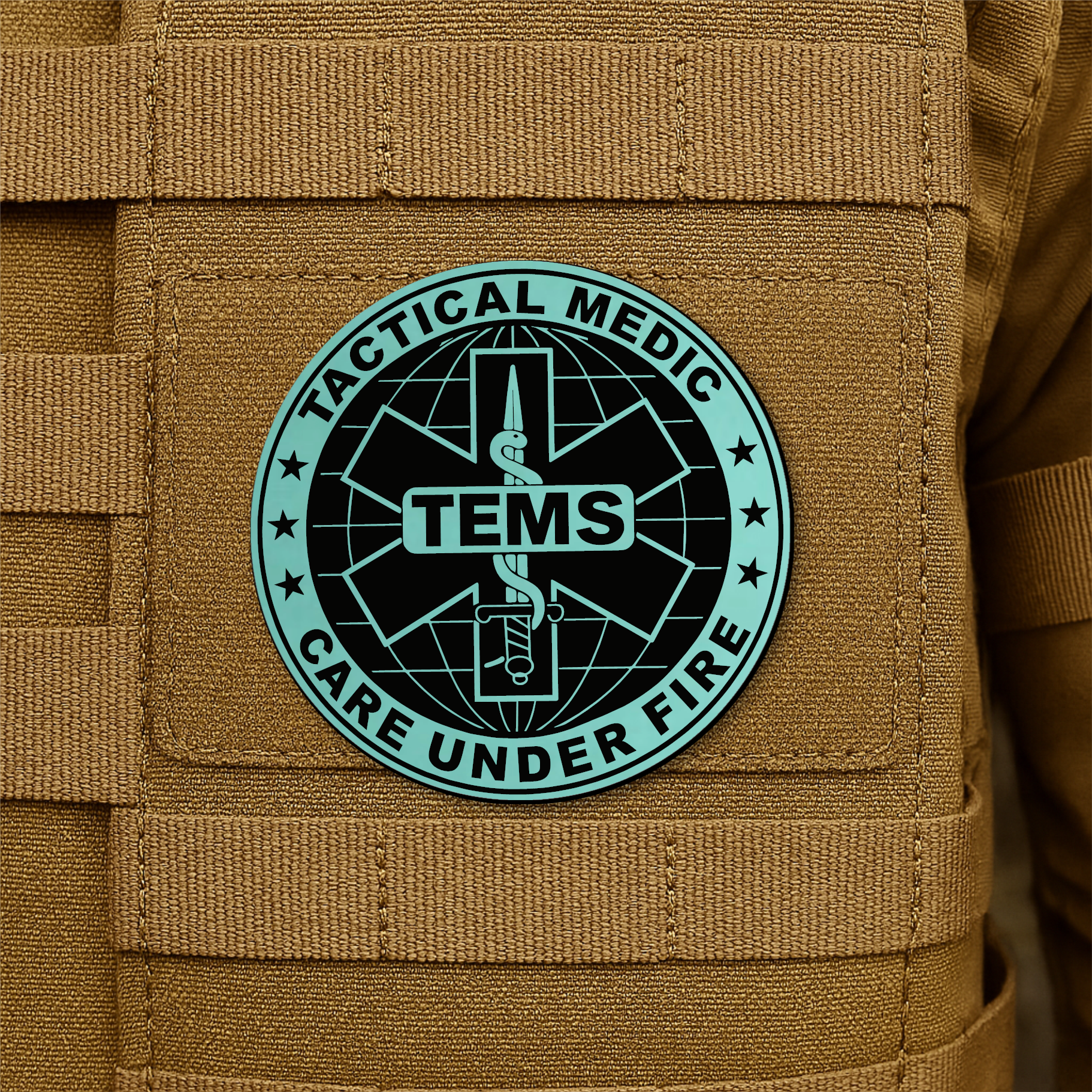 Tactical EMS Medic Morale Patch – 3” Round Hook & Loop Patch | Care Under Fire | Made in USA