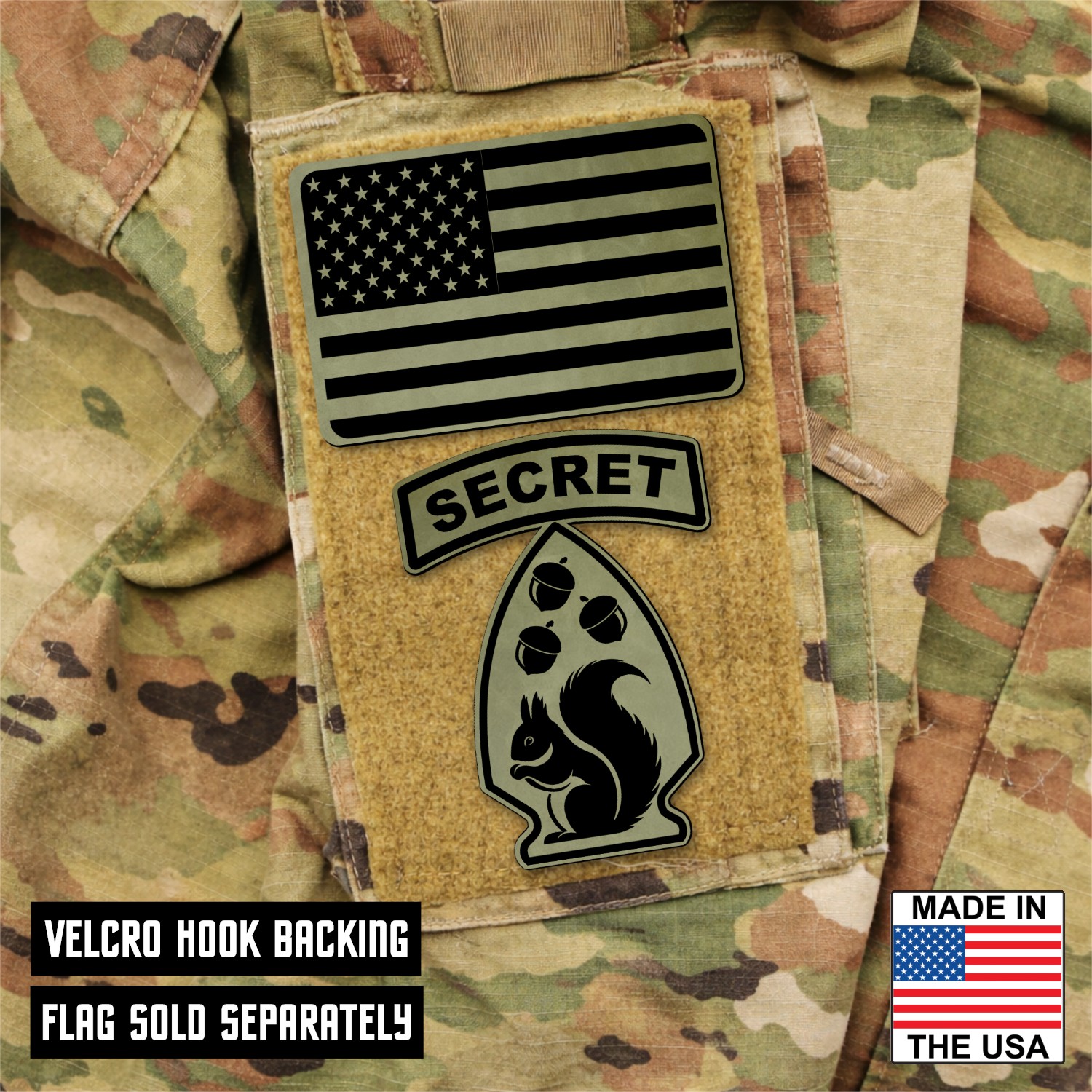 Secret Squirrel Division Funny Morale Patch – 2.2" x 3” Hook & Loop | Made in USA