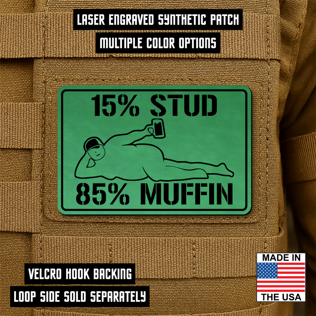 Stud Muffin Funny Morale Patch 2"x3" Hook & Loop | Made in USA