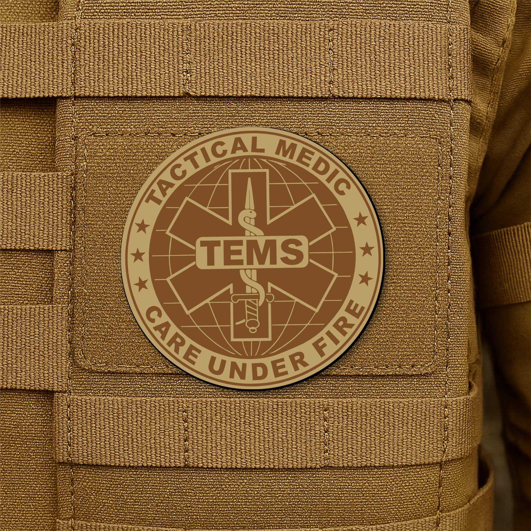 Tactical EMS Medic Morale Patch – 3” Round Hook & Loop Patch | Care Under Fire | Made in USA
