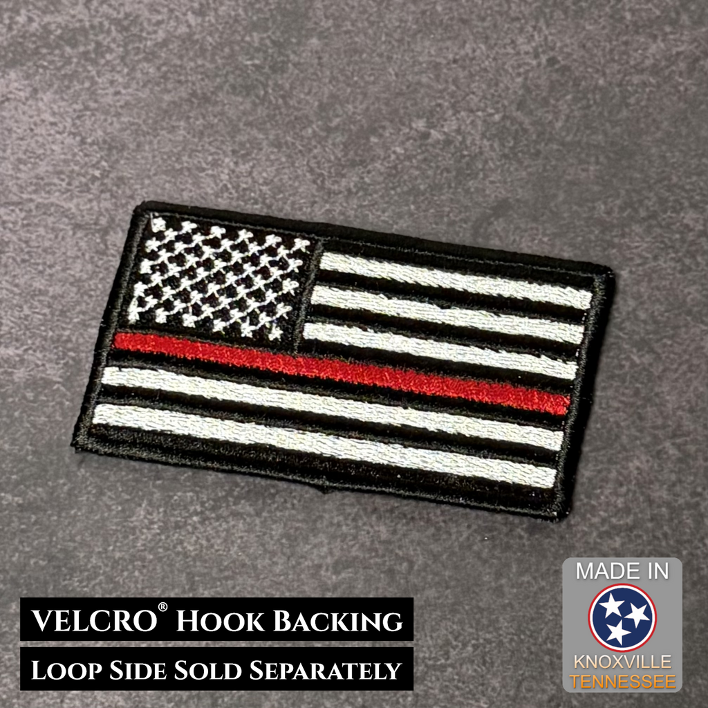 Thin Red Line American Flag Firefighter Patch | Made in USA | VELCRO® Brand Hook Backing