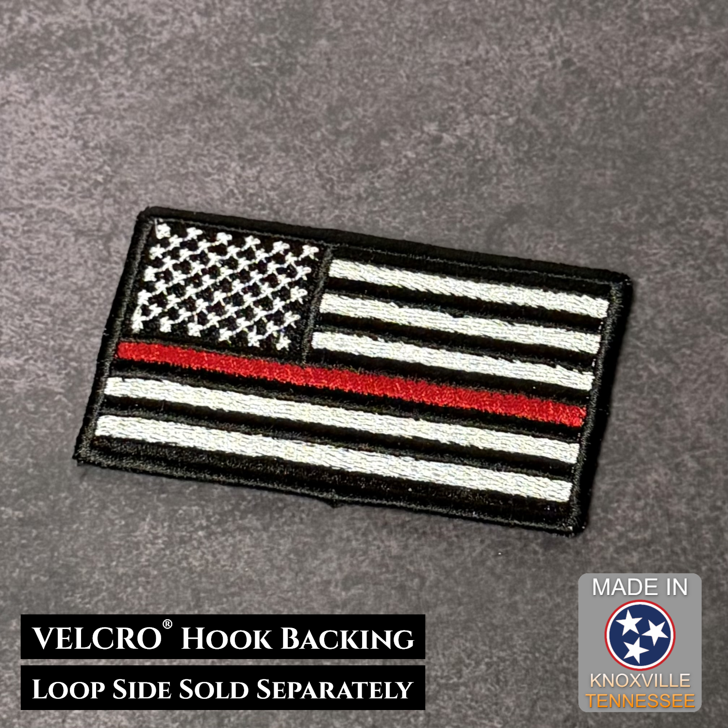 Thin Red Line American Flag Firefighter Patch | Made in USA | VELCRO® Brand Hook Backing