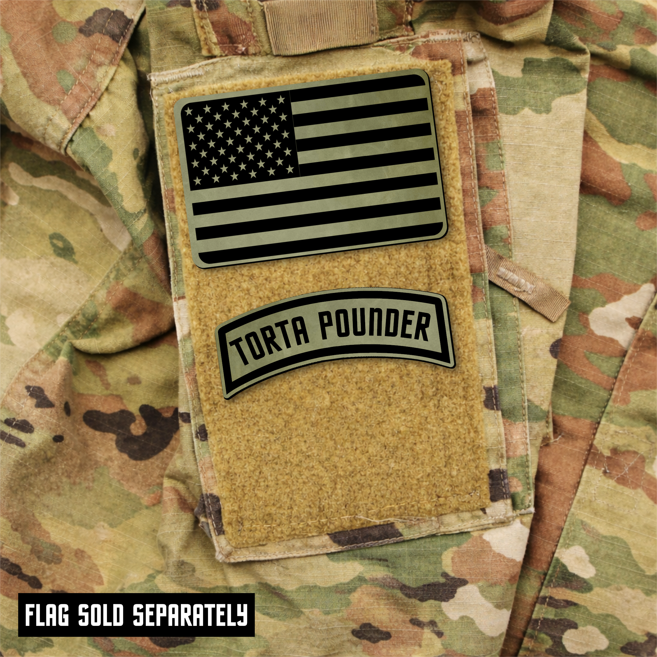 Torta Pounder Rocker Tab Funny Morale Patch 1"x2.6" Hook & Loop | Made in USA
