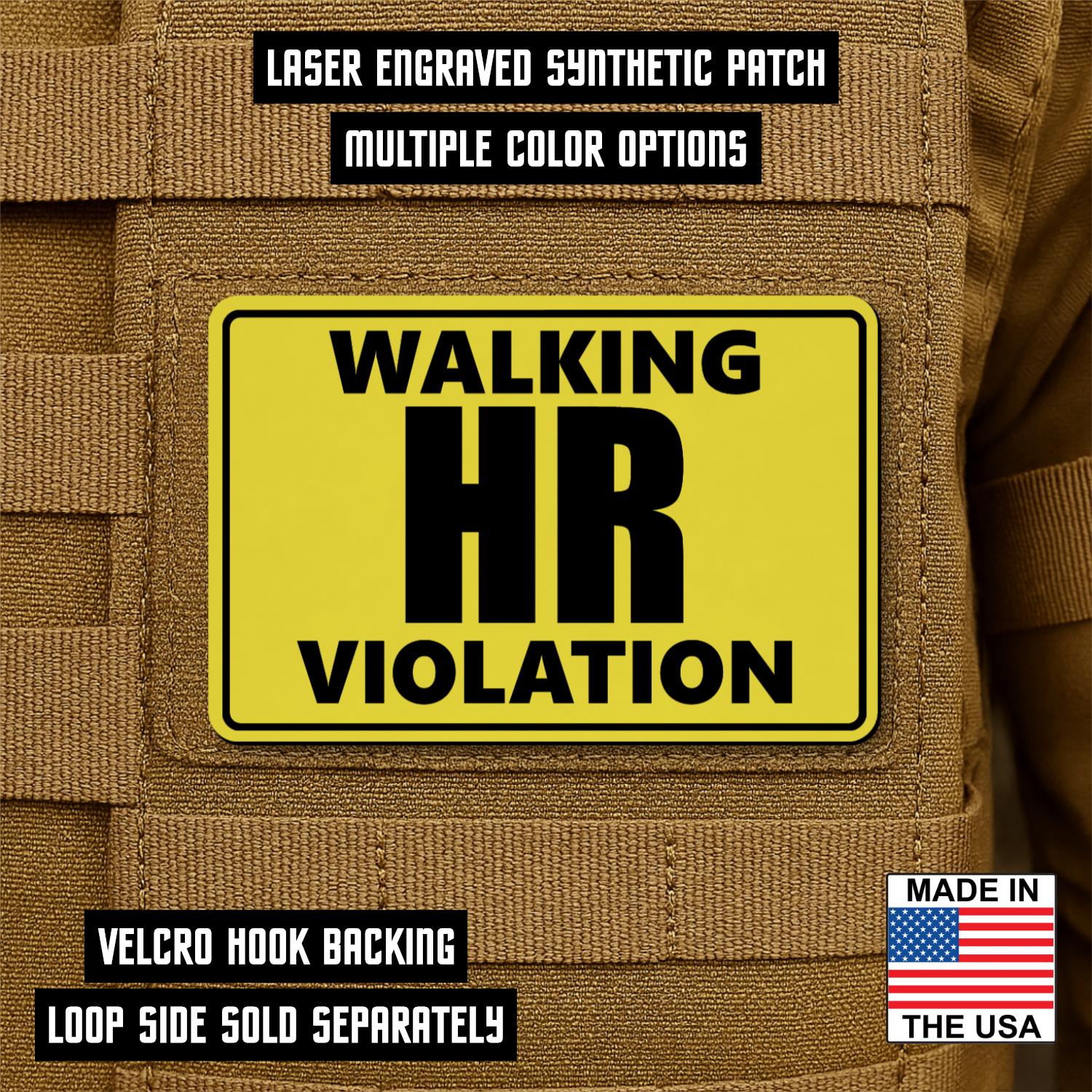 Walking HR Violation Funny Morale Patch 2"x3" Hook & Loop | Made in USA