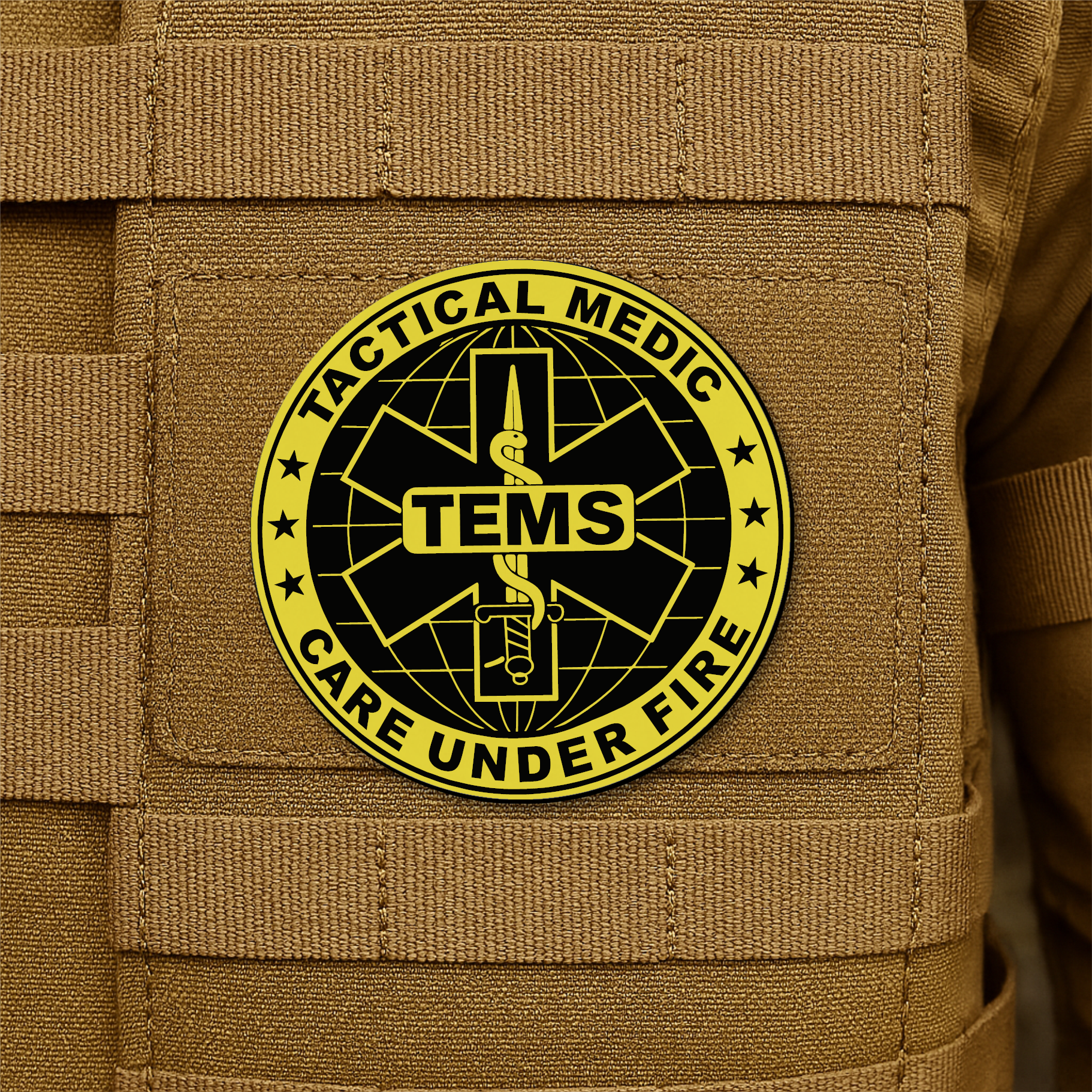 Tactical EMS Medic Morale Patch – 3” Round Hook & Loop Patch | Care Under Fire | Made in USA