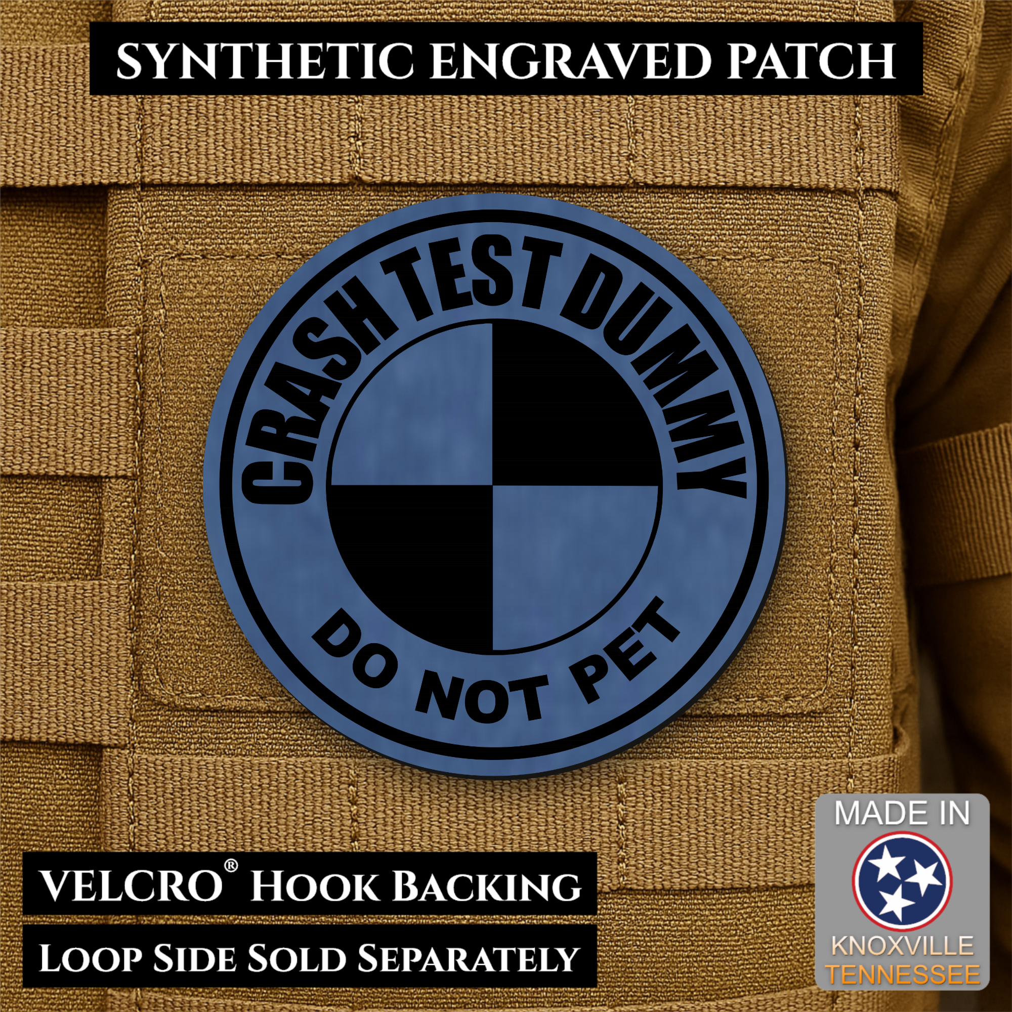 Crash Test Dummy Funny Morale Patch 3" Round Hook & Loop | Made in USA