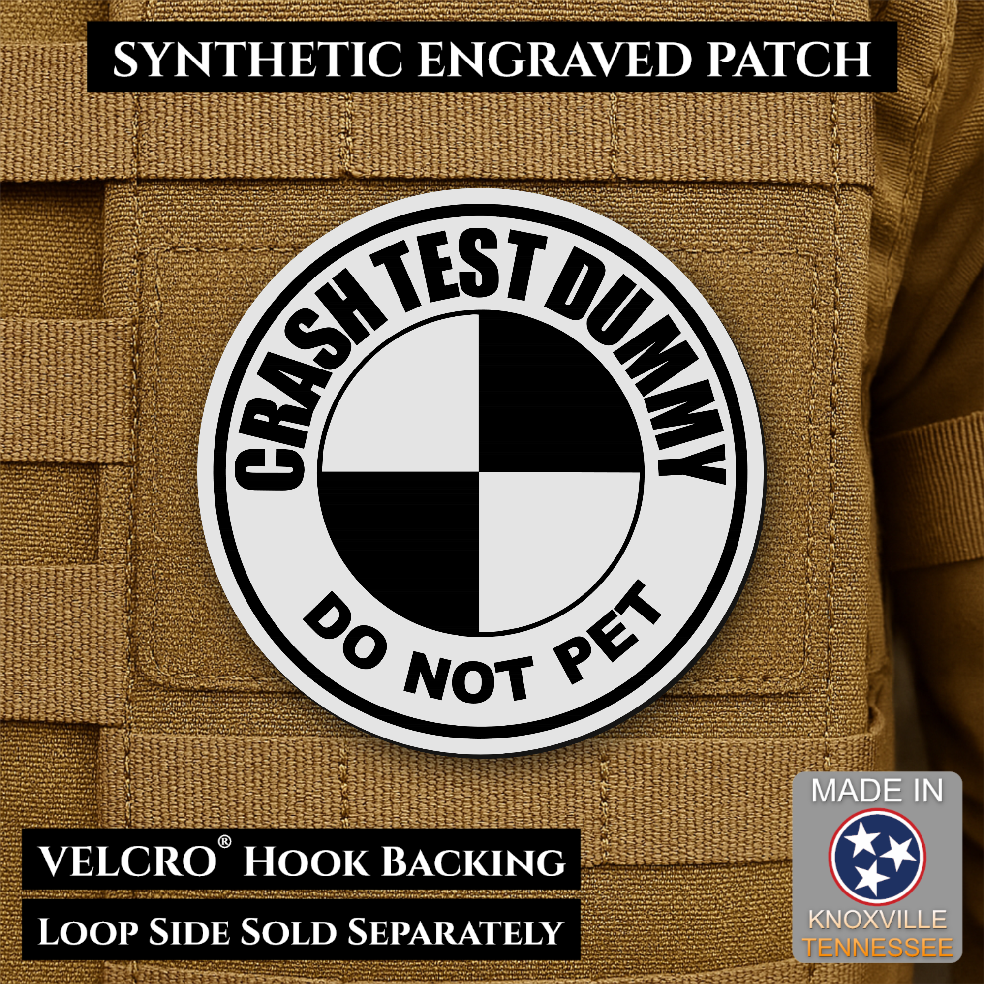 Crash Test Dummy Funny Morale Patch 3" Round Hook & Loop | Made in USA