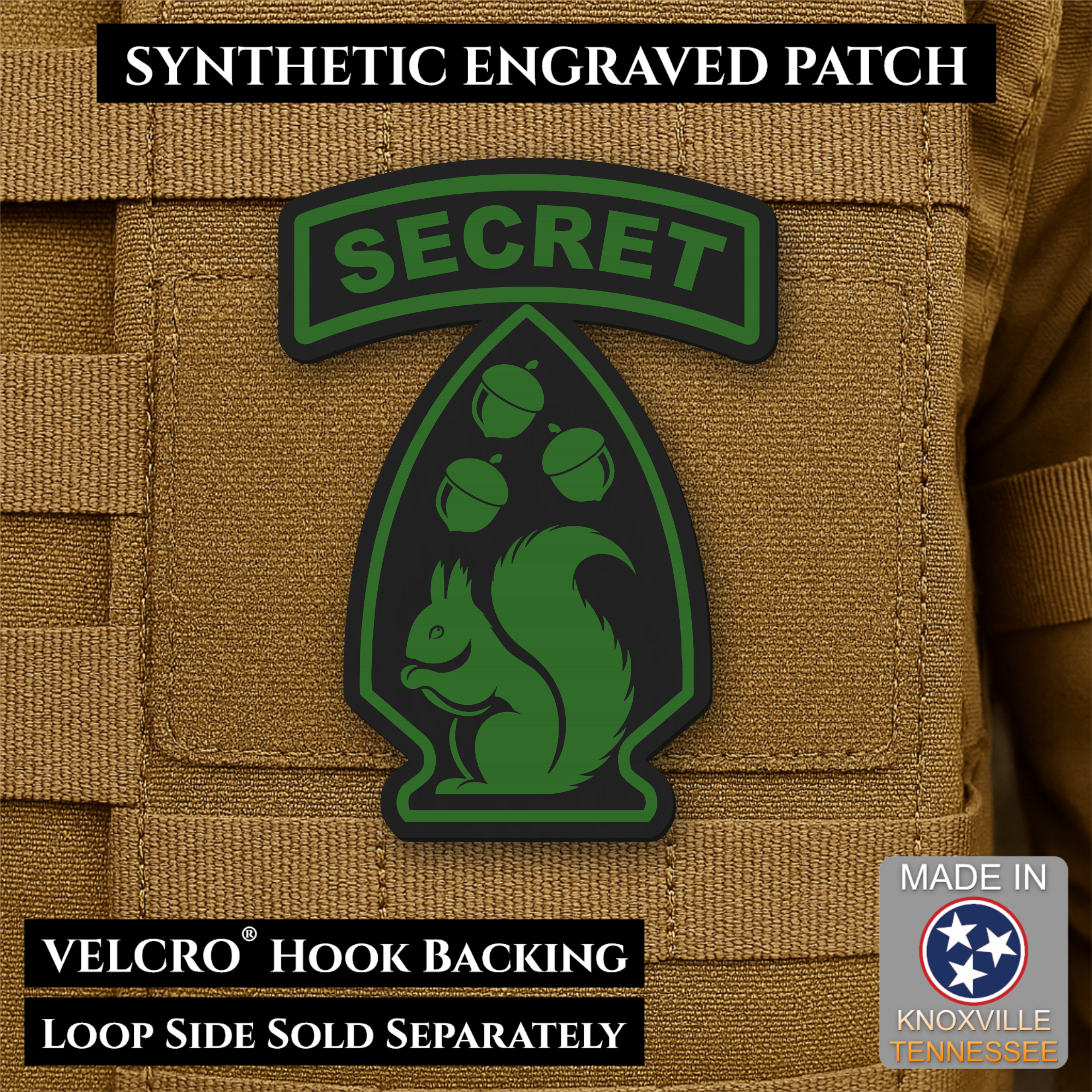 Secret Squirrel Division Funny Morale Patch – 2.2" x 3” Hook & Loop | Made in USA