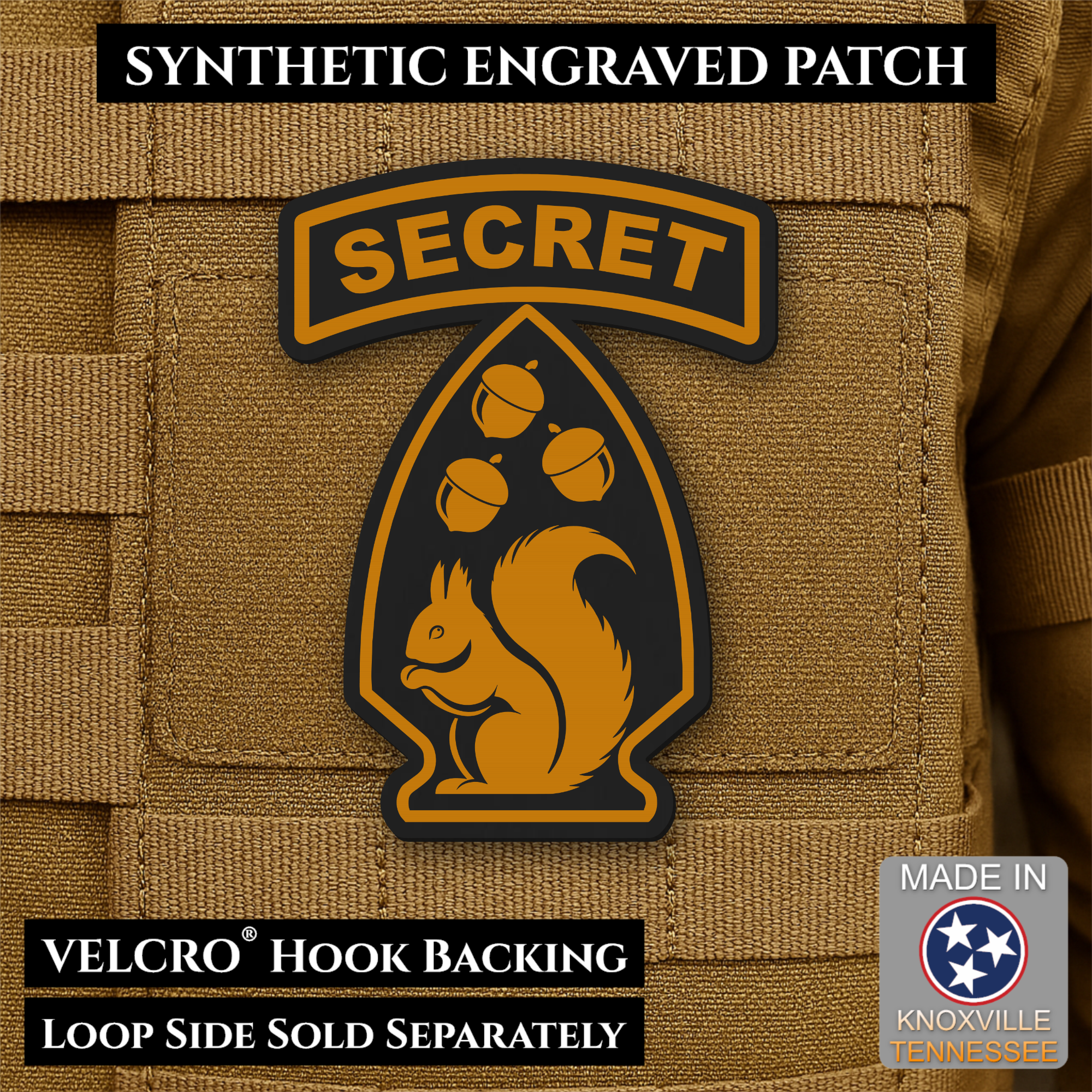 Secret Squirrel Division Funny Morale Patch – 2.2" x 3” Hook & Loop | Made in USA