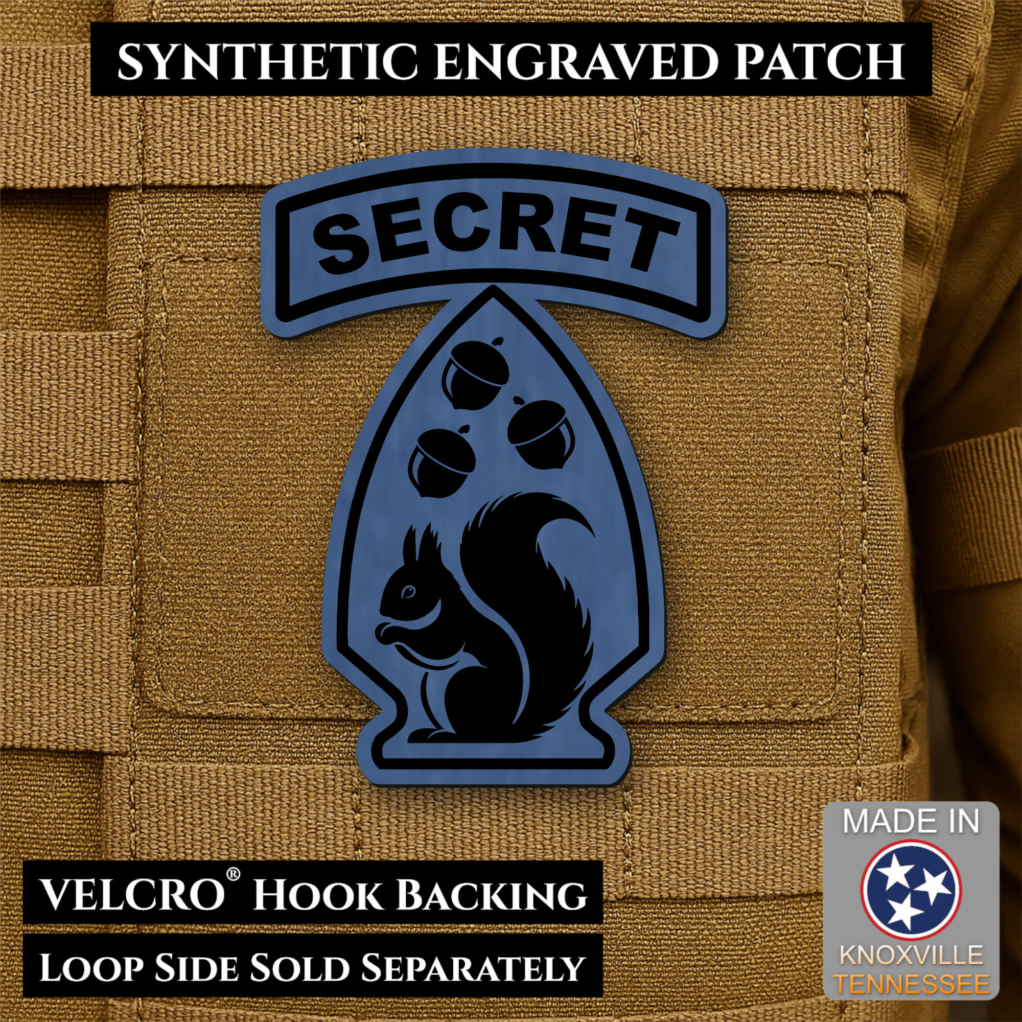Secret Squirrel Division Funny Morale Patch – 2.2" x 3” Hook & Loop | Made in USA
