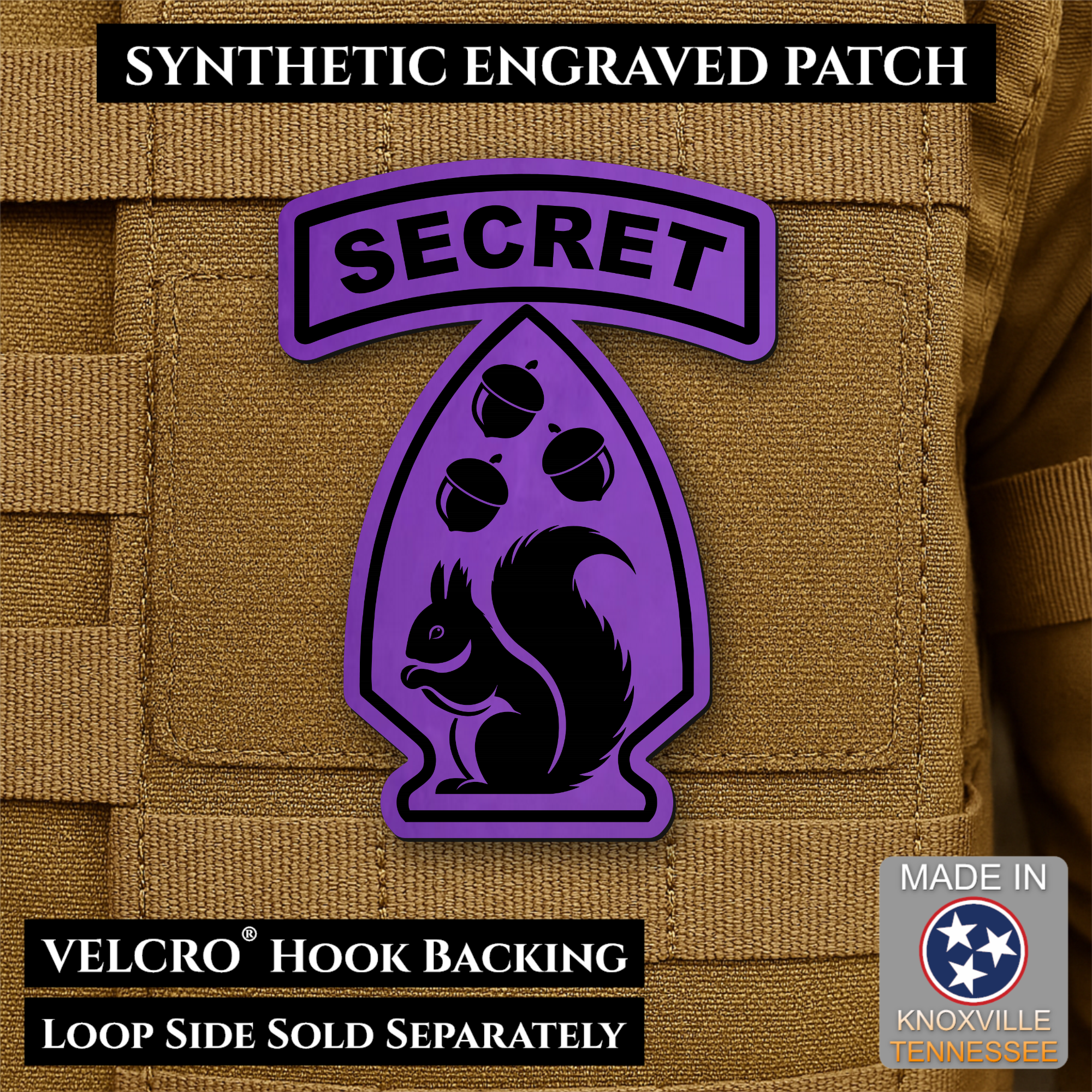 Secret Squirrel Division Funny Morale Patch – 2.2" x 3” Hook & Loop | Made in USA