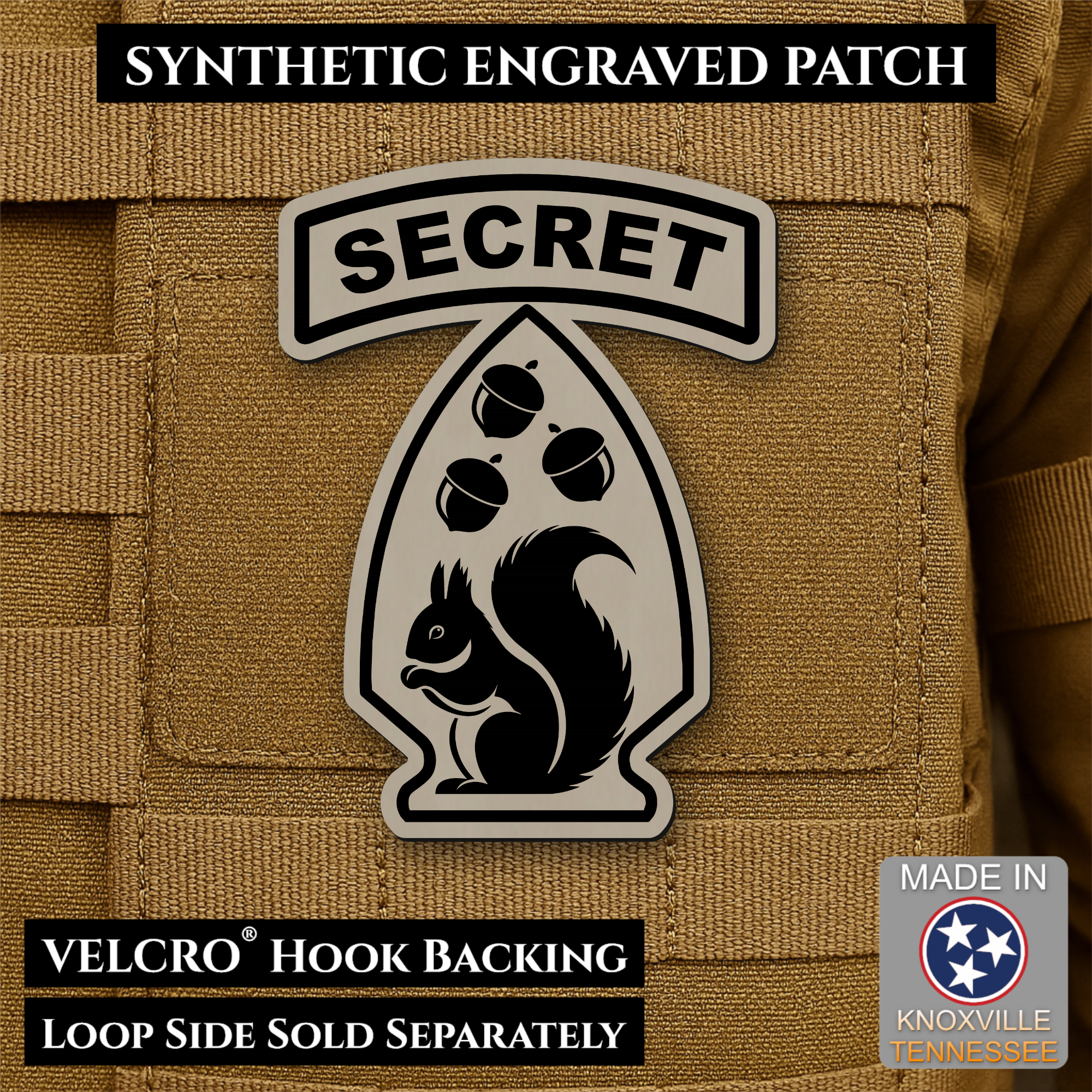 Secret Squirrel Division Funny Morale Patch – 2.2" x 3” Hook & Loop | Made in USA