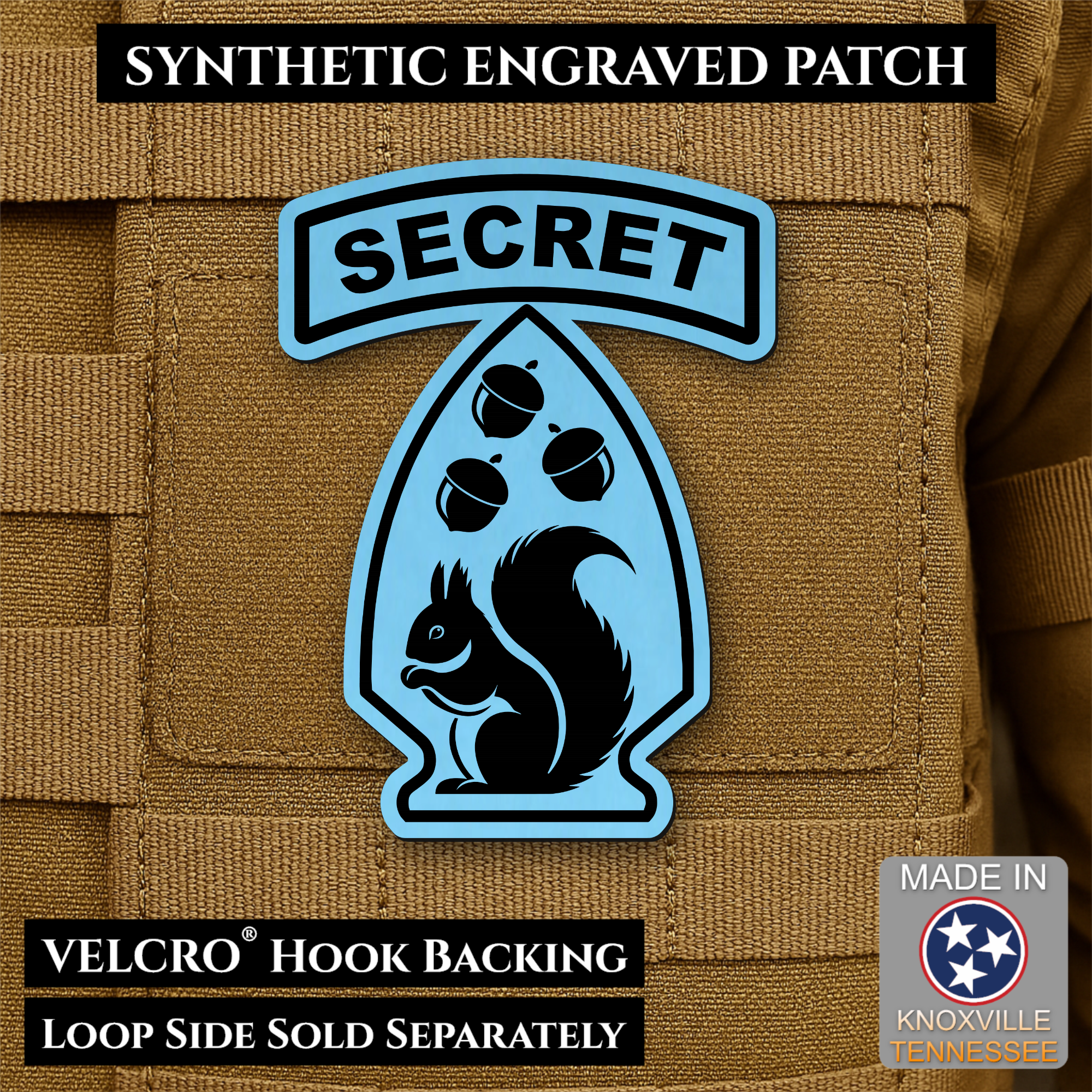 Secret Squirrel Division Funny Morale Patch – 2.2" x 3” Hook & Loop | Made in USA