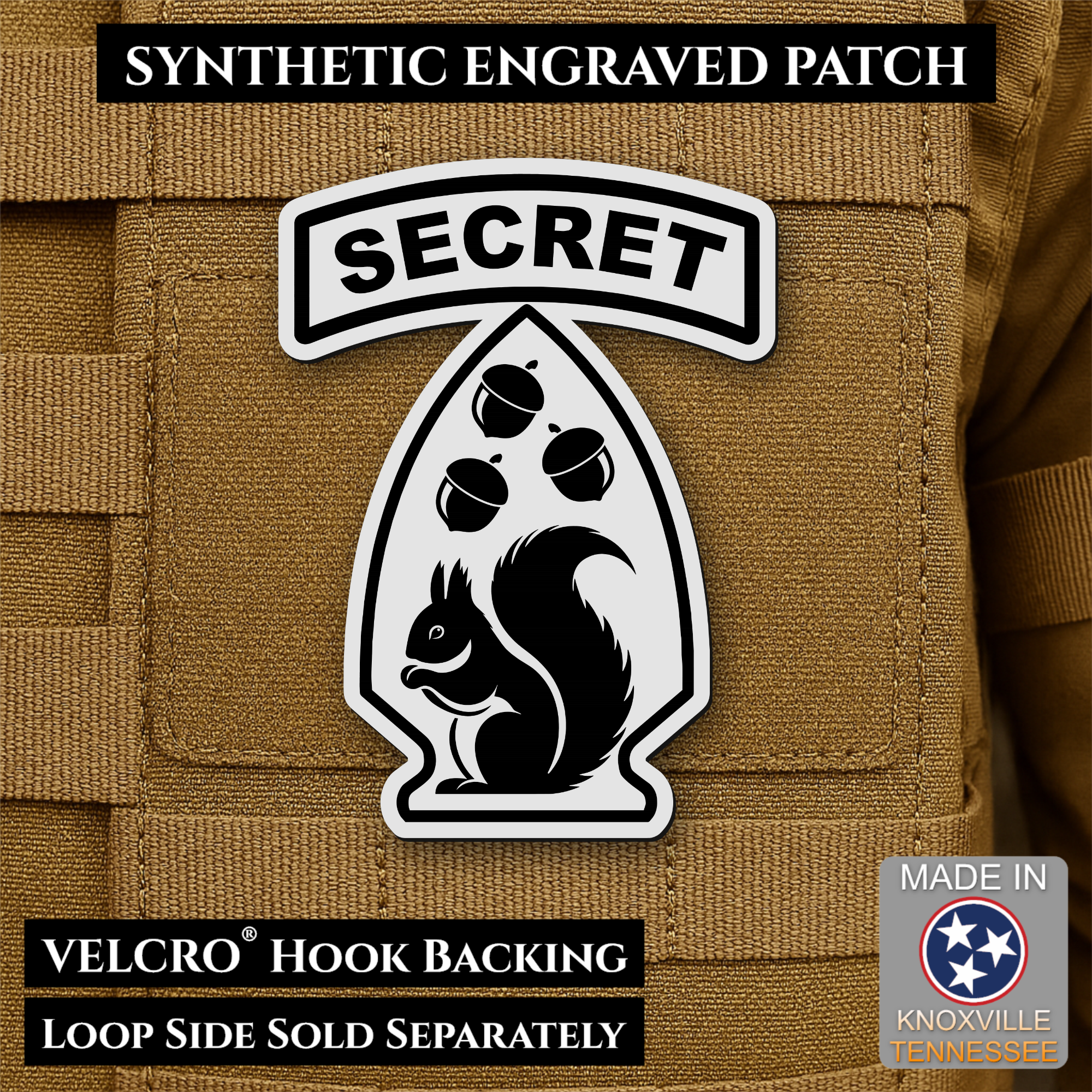 Secret Squirrel Division Funny Morale Patch – 2.2" x 3” Hook & Loop | Made in USA