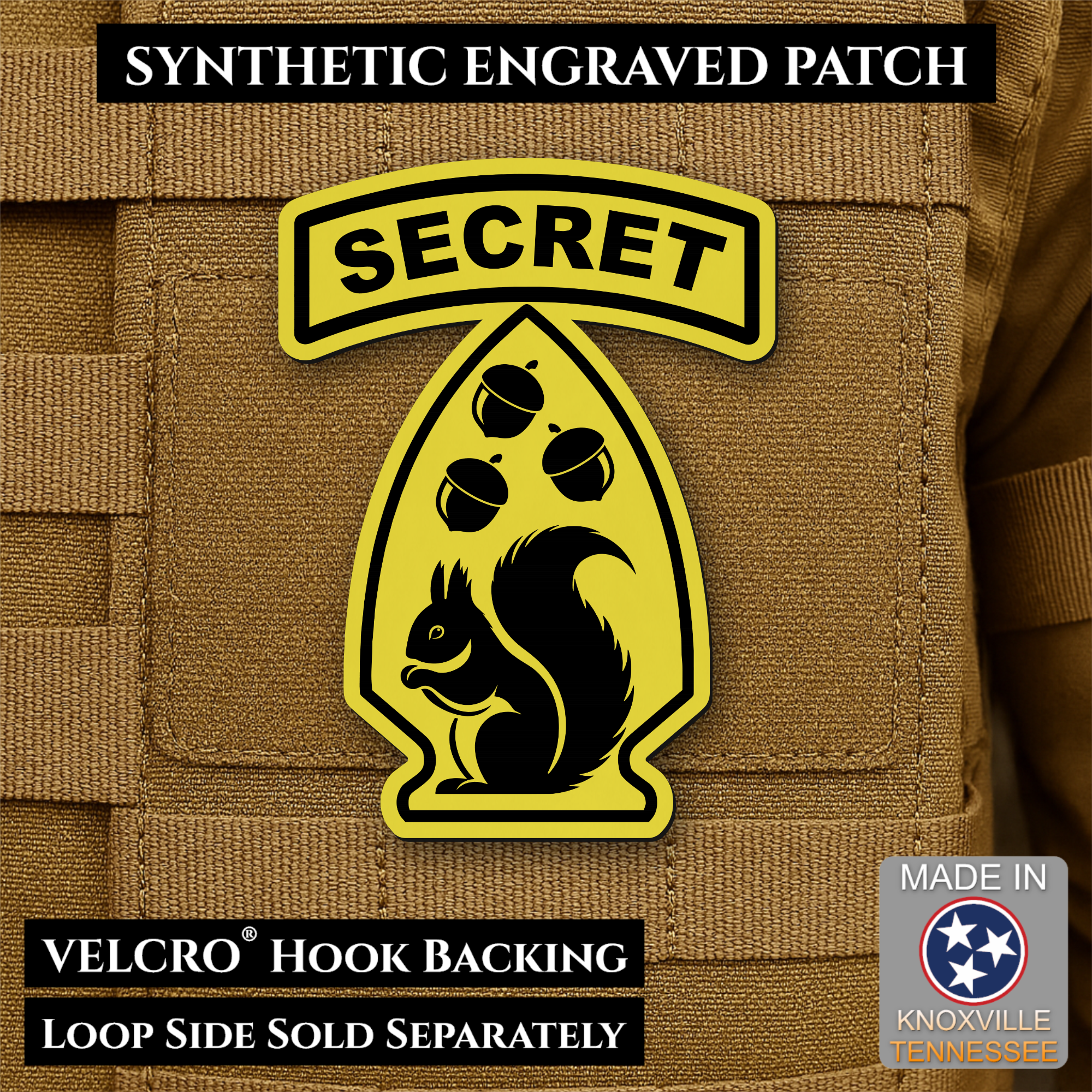 Secret Squirrel Division Funny Morale Patch – 2.2" x 3” Hook & Loop | Made in USA