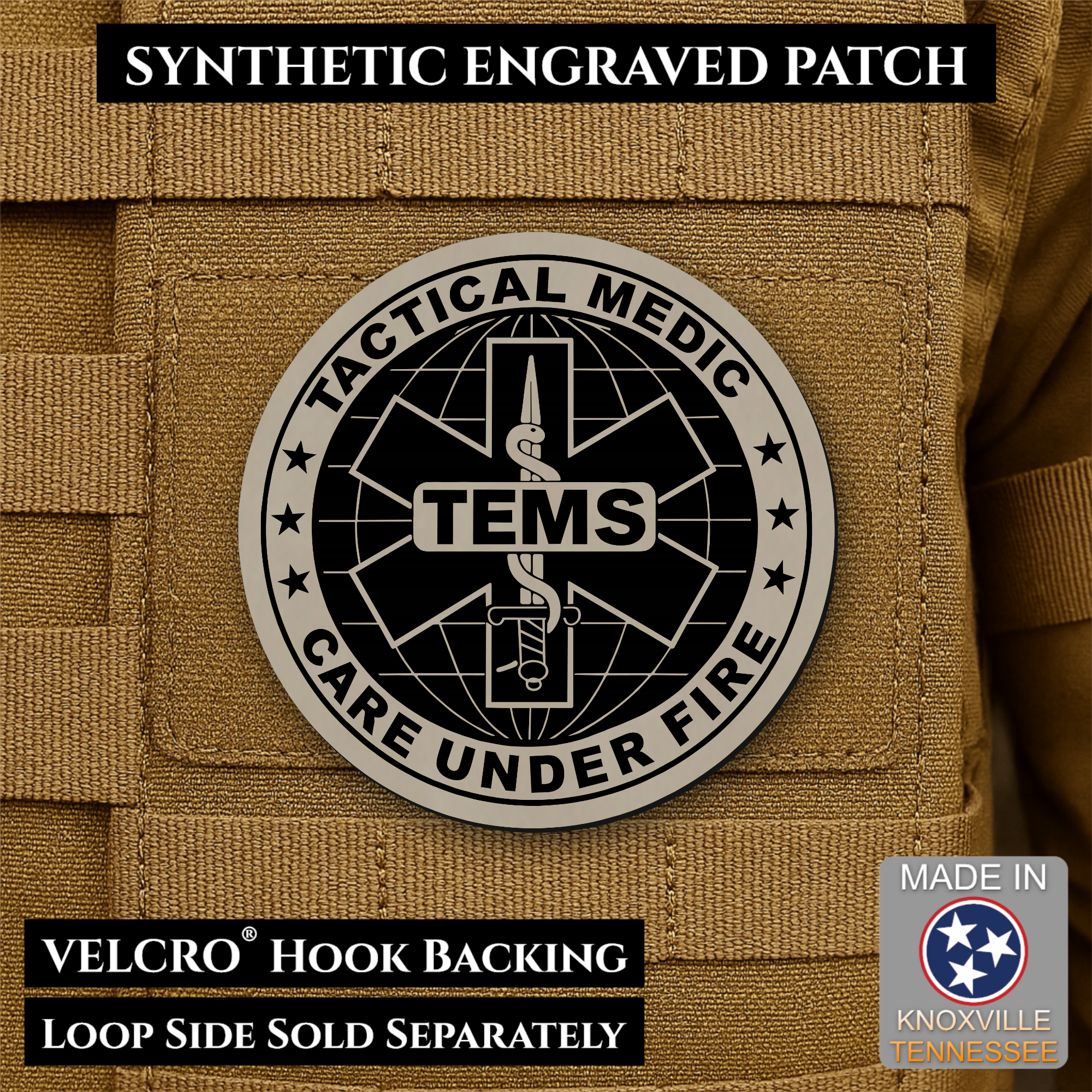 Tactical EMS Medic Morale Patch – 3” Round Hook & Loop Patch | Care Under Fire | Made in USA