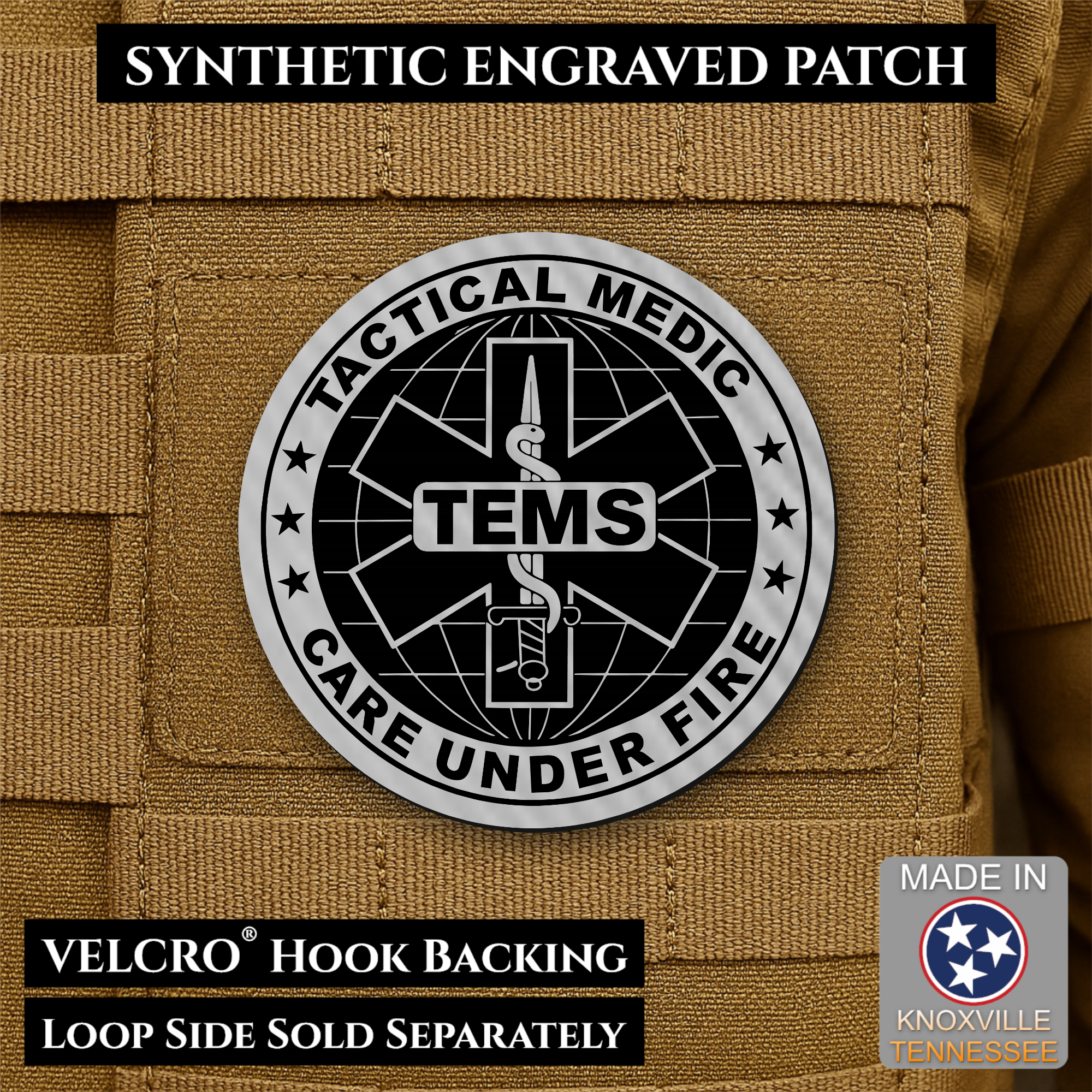 Tactical EMS Medic Morale Patch – 3” Round Hook & Loop Patch | Care Under Fire | Made in USA