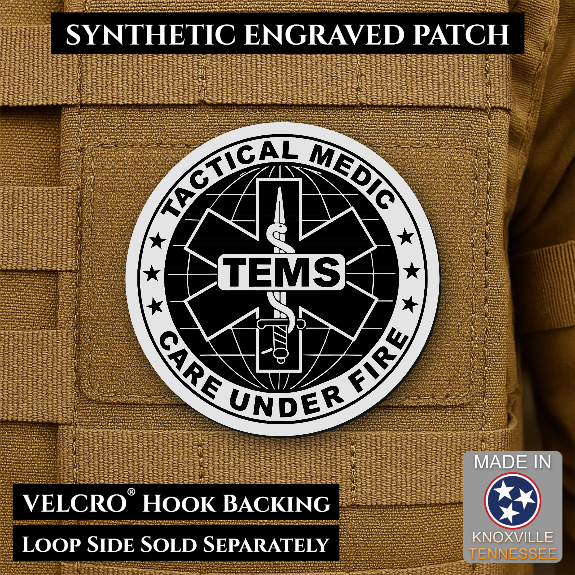 Tactical EMS Medic Morale Patch – 3” Round Hook & Loop Patch | Care Under Fire | Made in USA